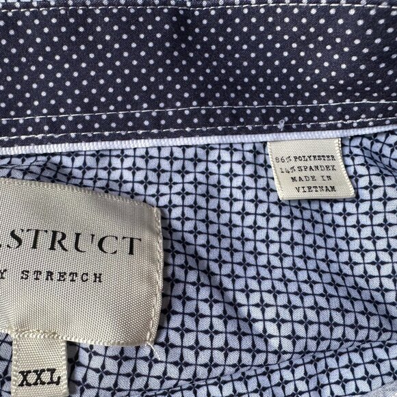 Men's Construct XXL Blue Geometric Print 4-way Stretch Button Up Shirt Flip Cuff - Picture 9 of 13